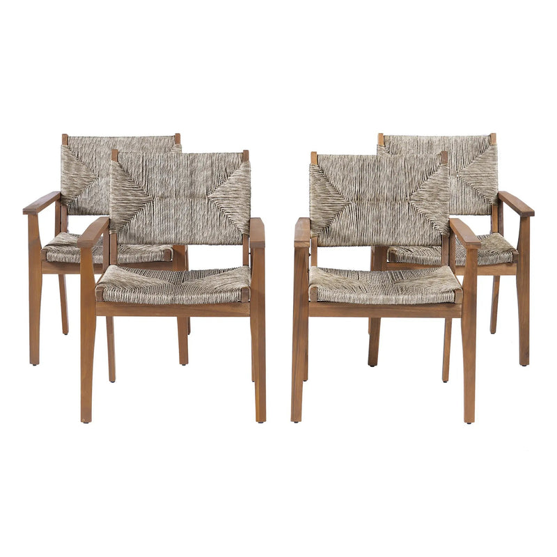 Durable Outdoor Dining Chair Set with Acacia Wood Frame and Wicker Seat by HouseOfZazla