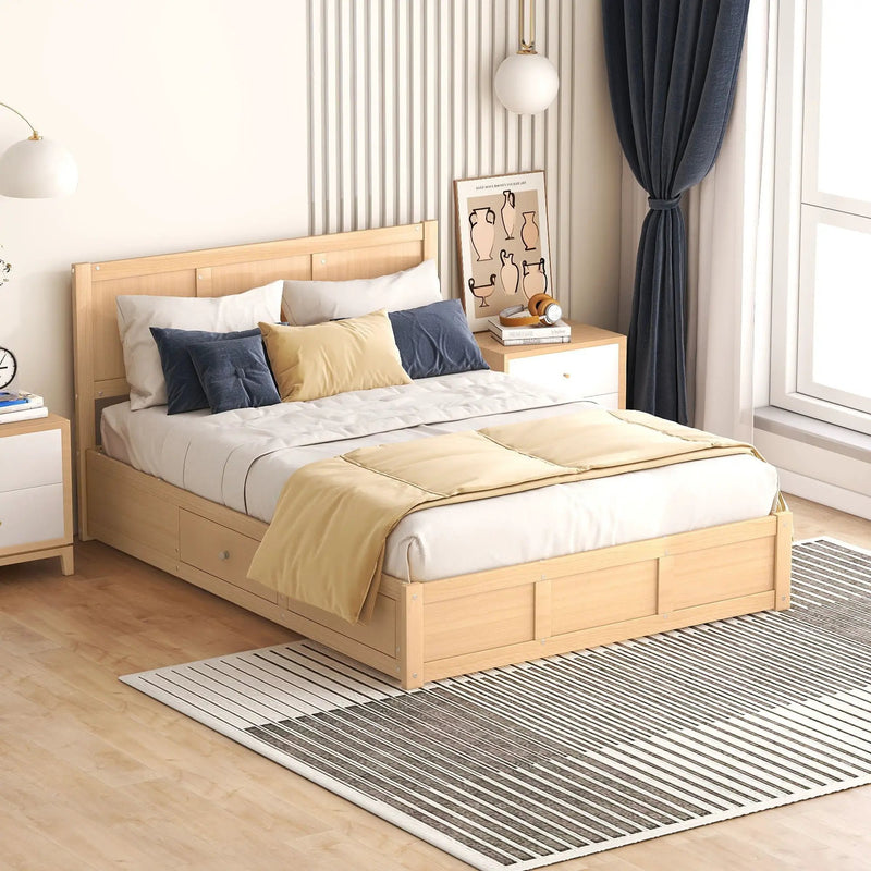 Platform Bed With Underneath Storage And 2 Drawers