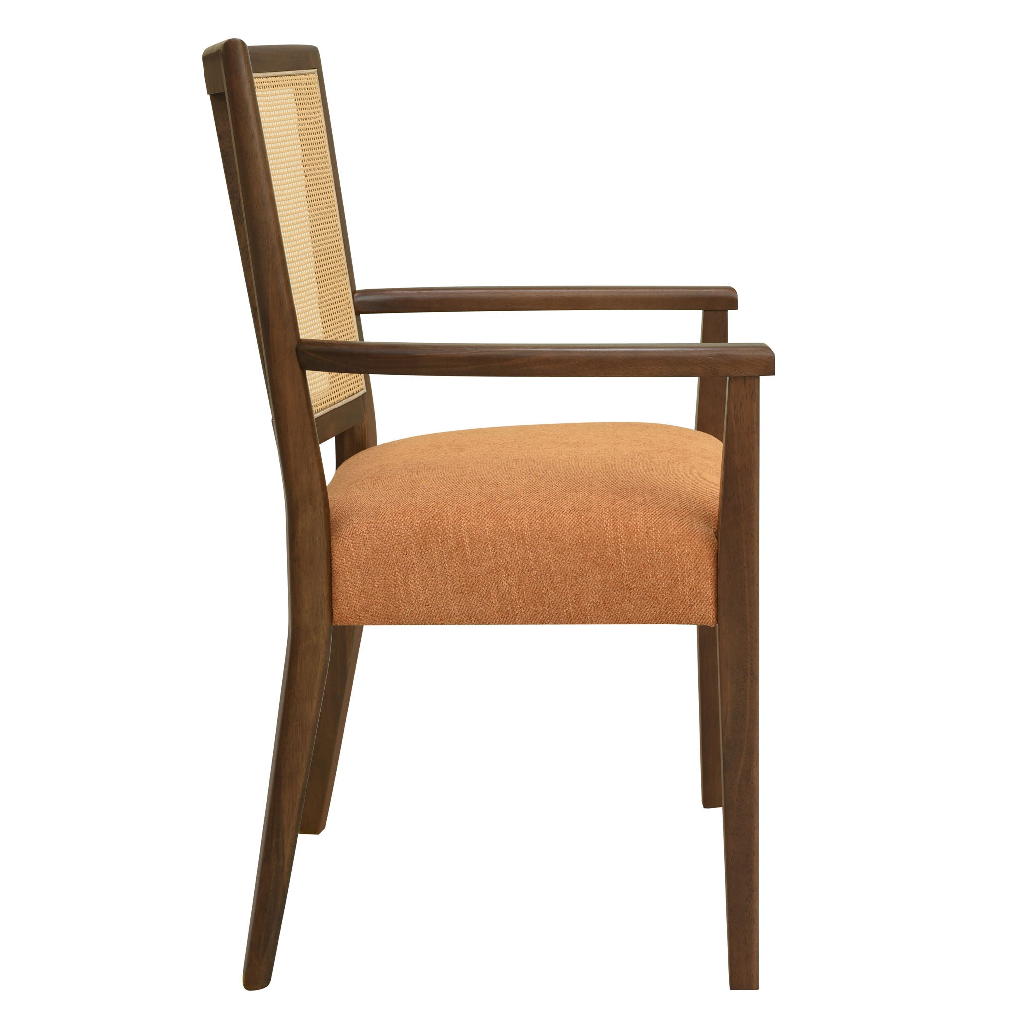Mid Century Modern Arm Dining Chair Set With Rattan Backrest by HouseOfZazla