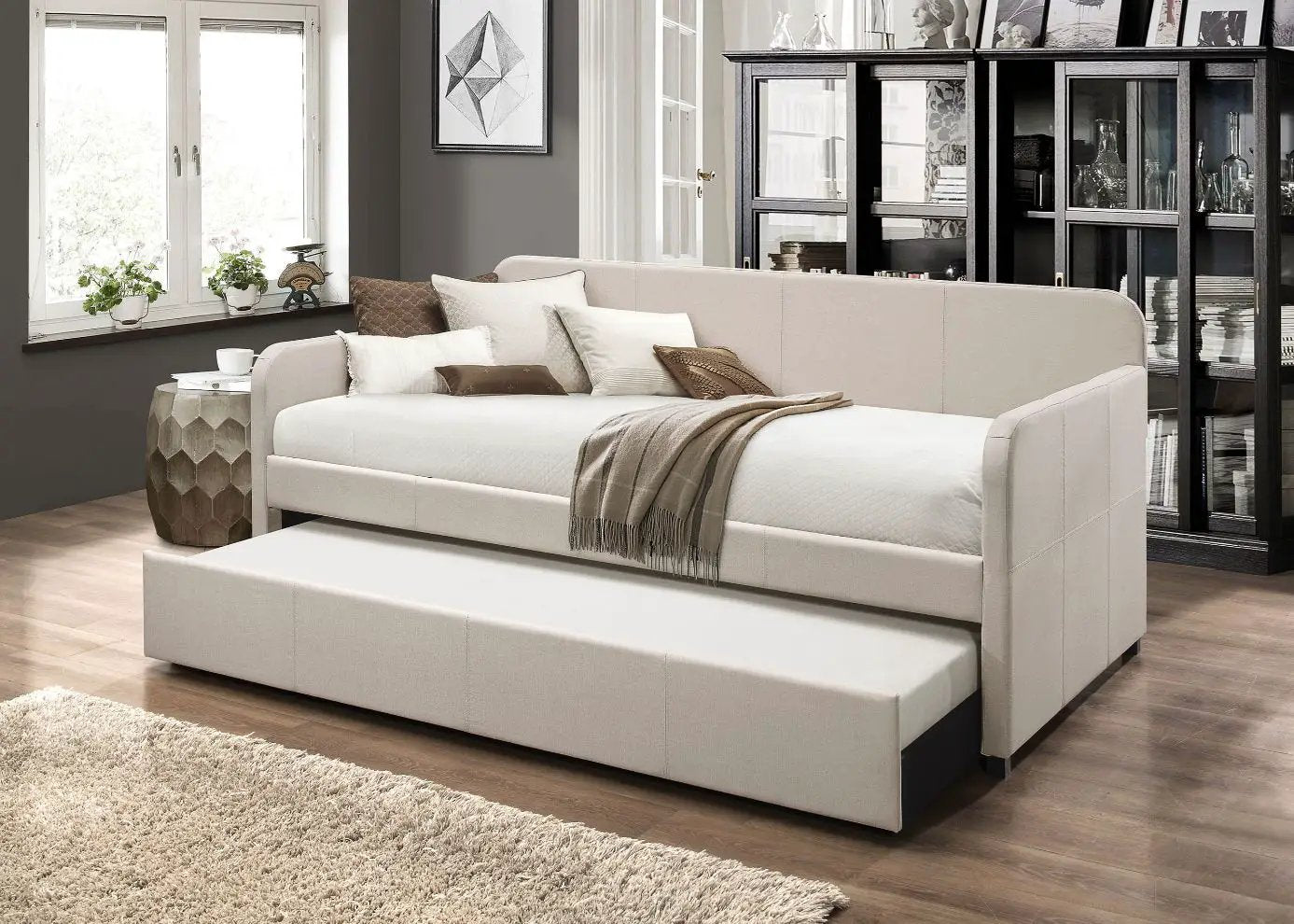 Jagger - Twin Daybed With Trundle - Fog Fabric by Unique Piece Furniture