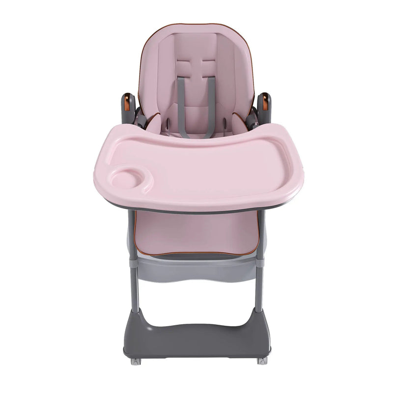 Adjustable Baby High Chair 0-6 Years, Portable Infant Feeding Seat With Safety Belt, Silent Lockable Wheels by Unique Piece Furniture