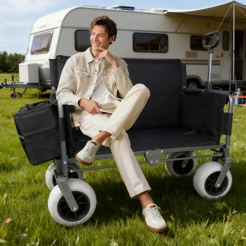 Folding Wagon with Bench Seat and 500 lbs Capacity by HouseOfZazla