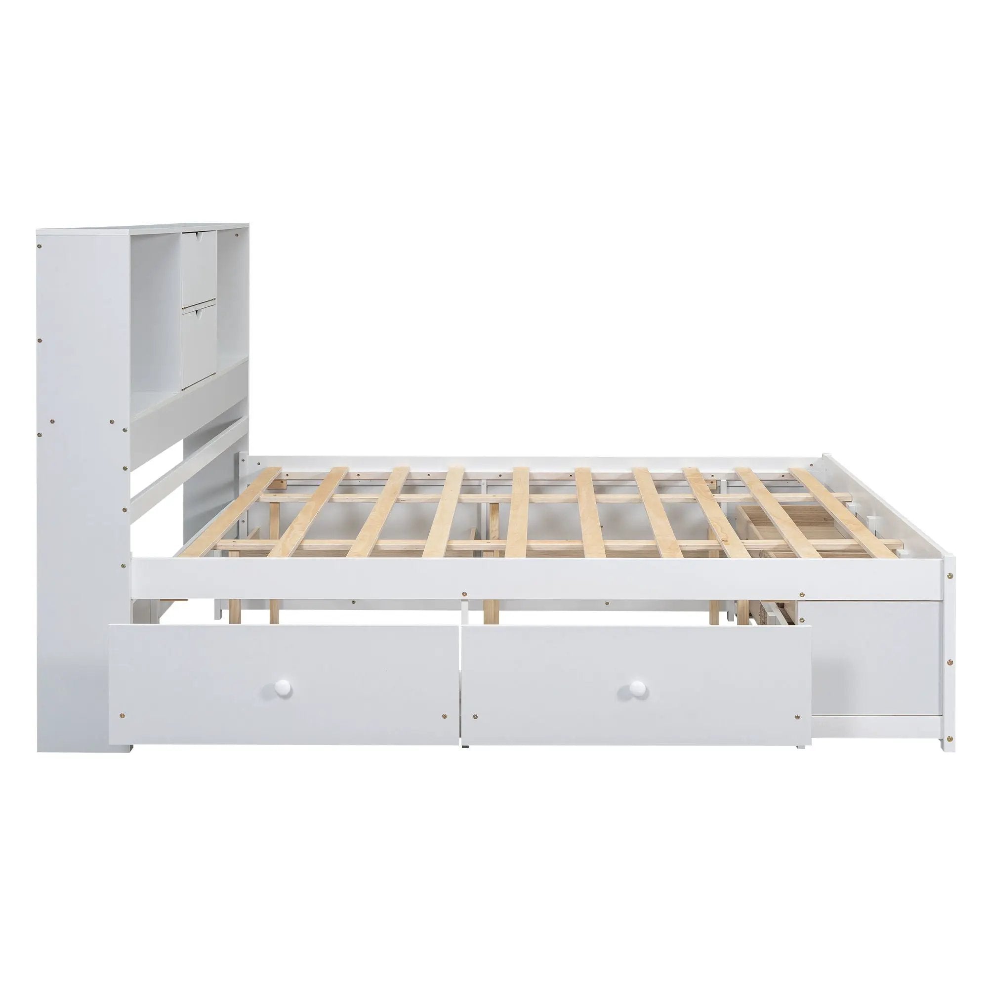 Platform Bed With Storage Headboard And 8 Drawers