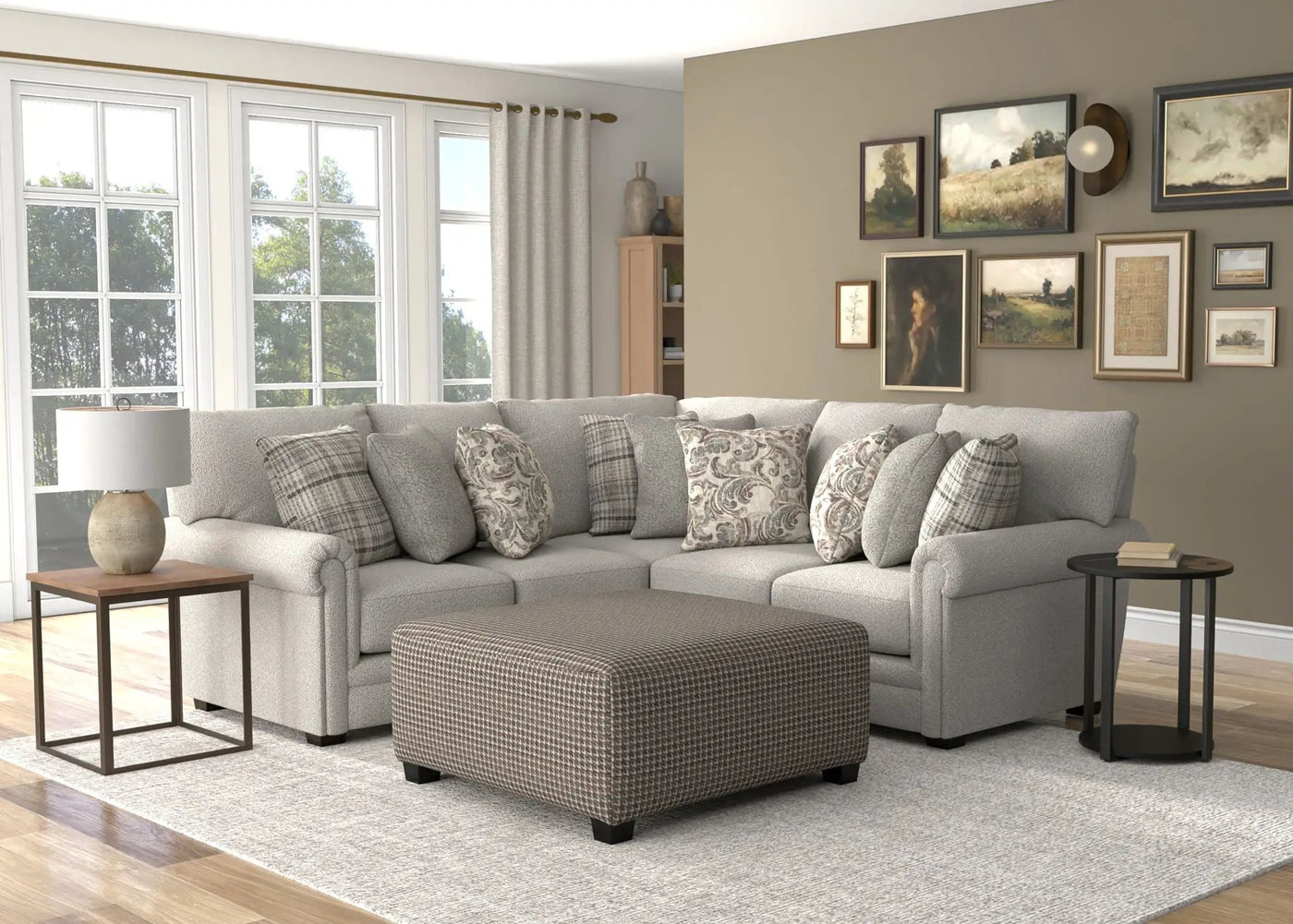 Livingston - Sectional With Comfort Coil Seating, 40" Cocktail Ottoman And Accent Pillows Included by Unique Piece Furniture