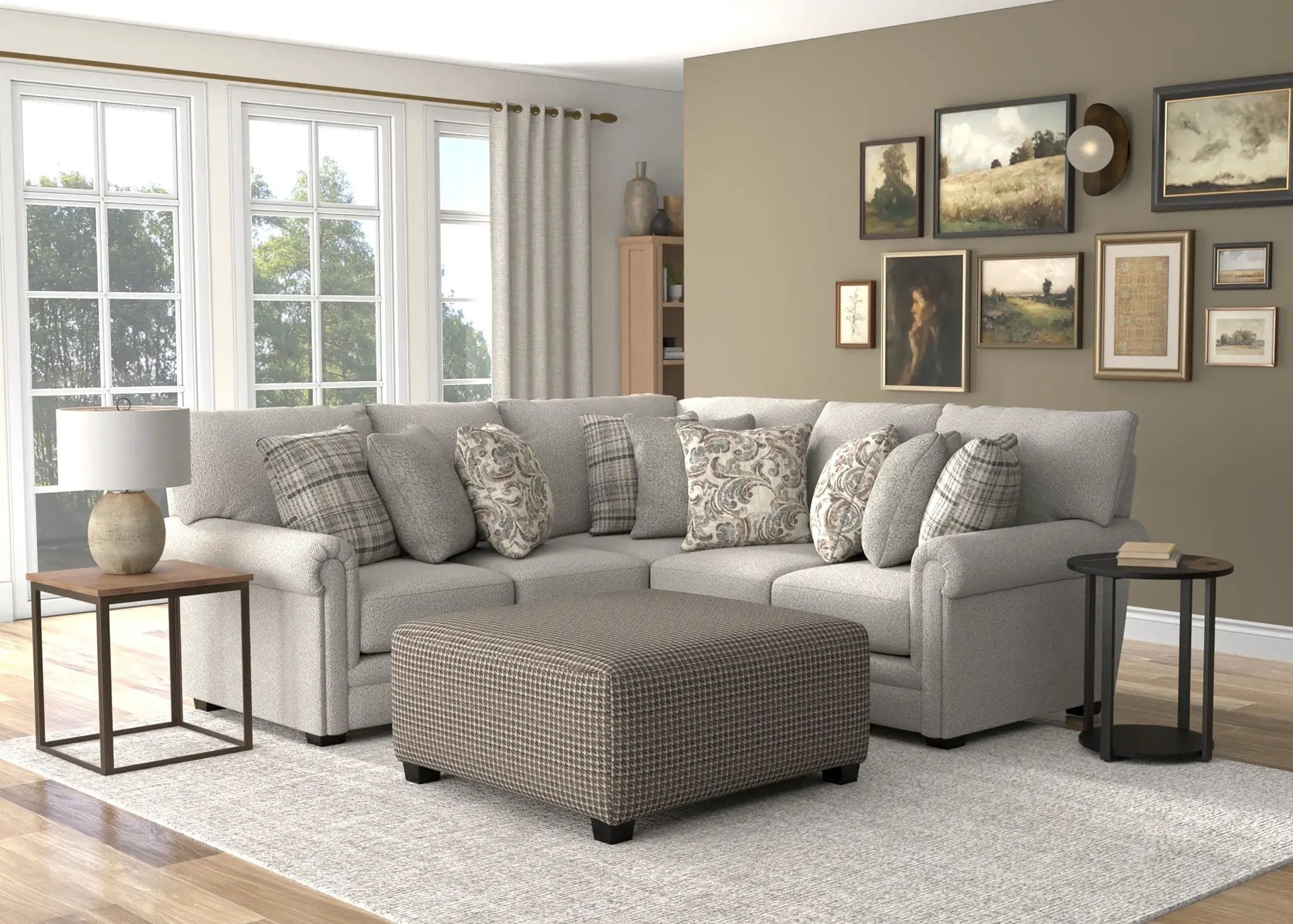 Livingston - Sectional With Comfort Coil Seating, 40" Cocktail Ottoman And Accent Pillows Included by Unique Piece Furniture