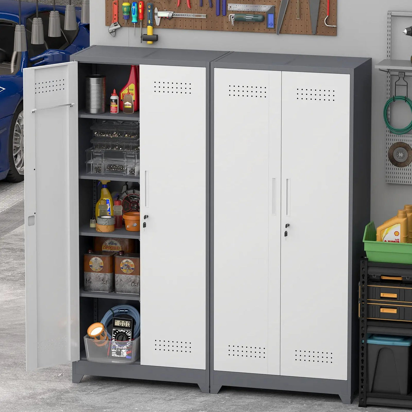 Lockers With Locking Doors, Adjustable Shelves, High Broom Tool Storage Cabinet by HouseOfZazla