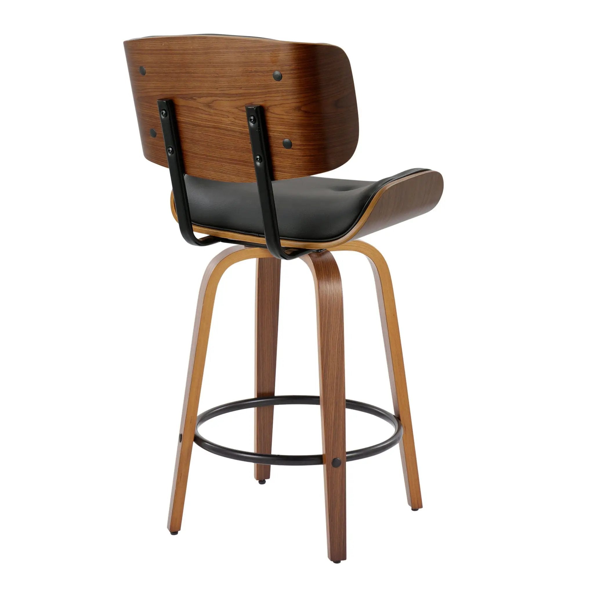 Lombardi - Mid-Century Modern Fixed Height Counter Stool With Swivel With Round Footrest (Set of 2) by Unique Piece Furniture