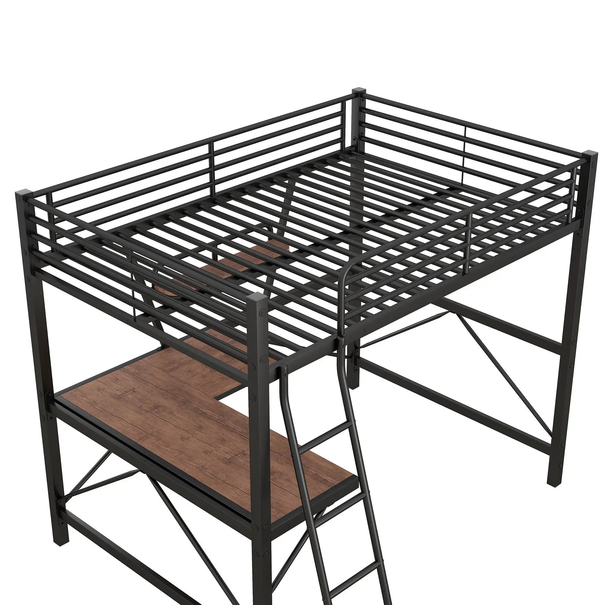 Loft Bed With Desk And Shelf, Modern Design