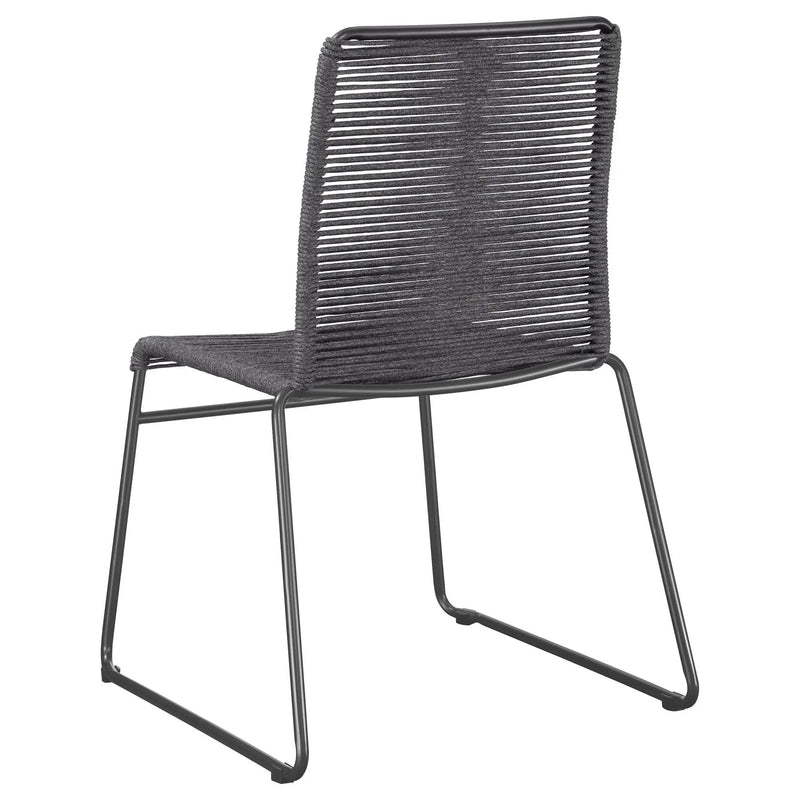Jerome Woven Rope Stackable Side Chair Charcoal (Set of 2) by Unique Piece Furniture
