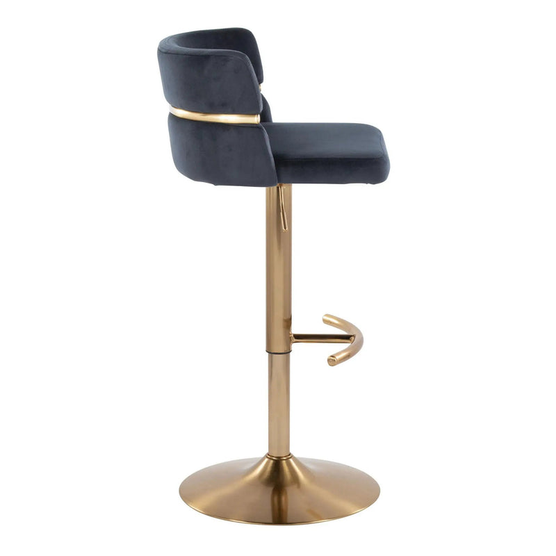 Cinch - Glam / Art Deco Adjustable Barstool With Swivel With Rounded T Footrest (Set of 2) by HouseOfZazla