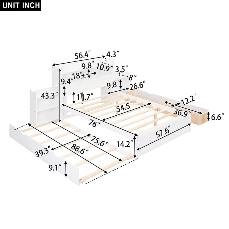 Storage Platform Bed With Pull Out Shelves, Trundle, And 2 Drawers by Unique Piece Furniture