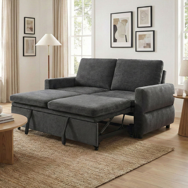 Convertible Sofa Bed Loveseat With Adjustable Backrest And USB Ports by HouseOfZazla