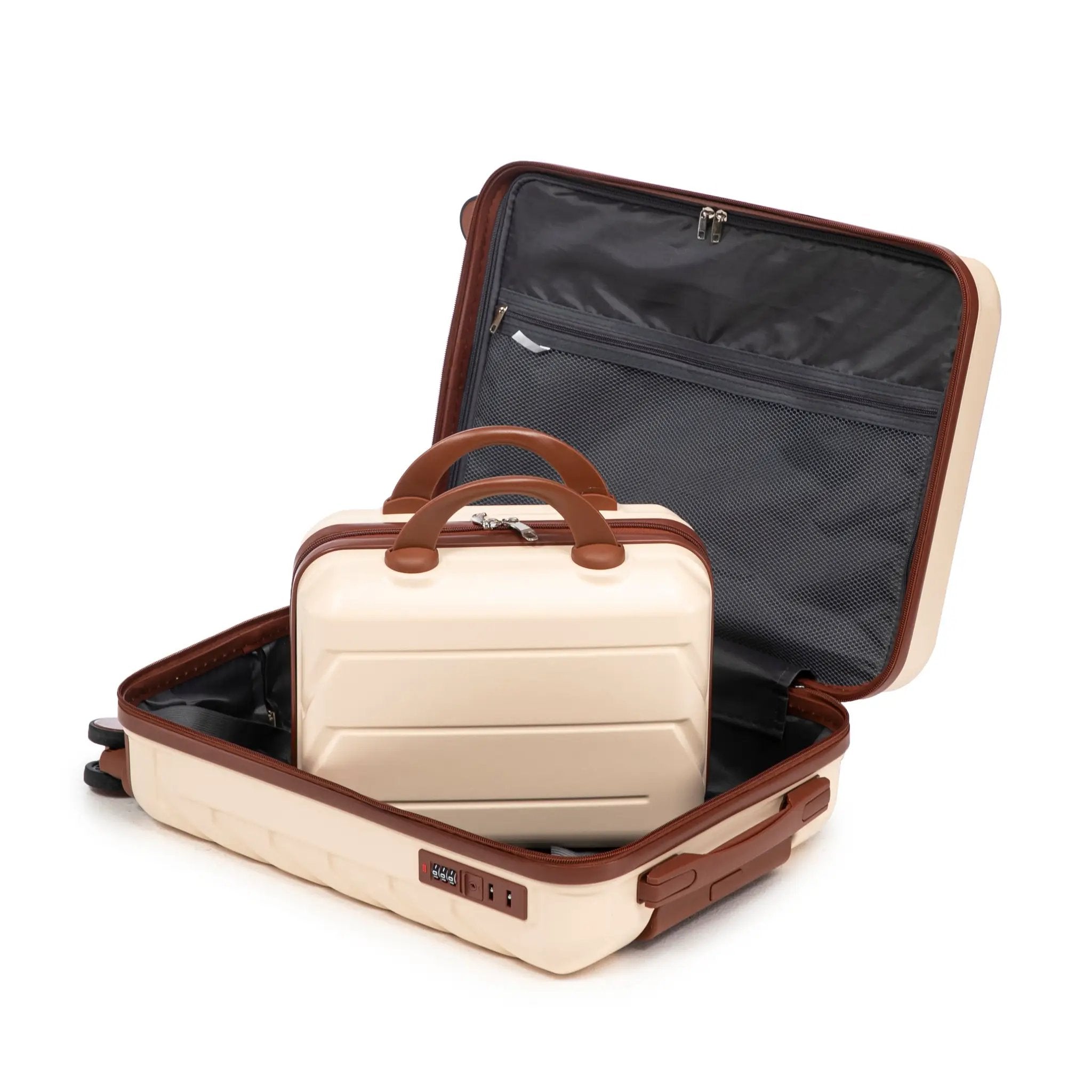 14'/20' 2-Piece Beige ABS Spinner Wheel Luggage Set by HouseOfZazla