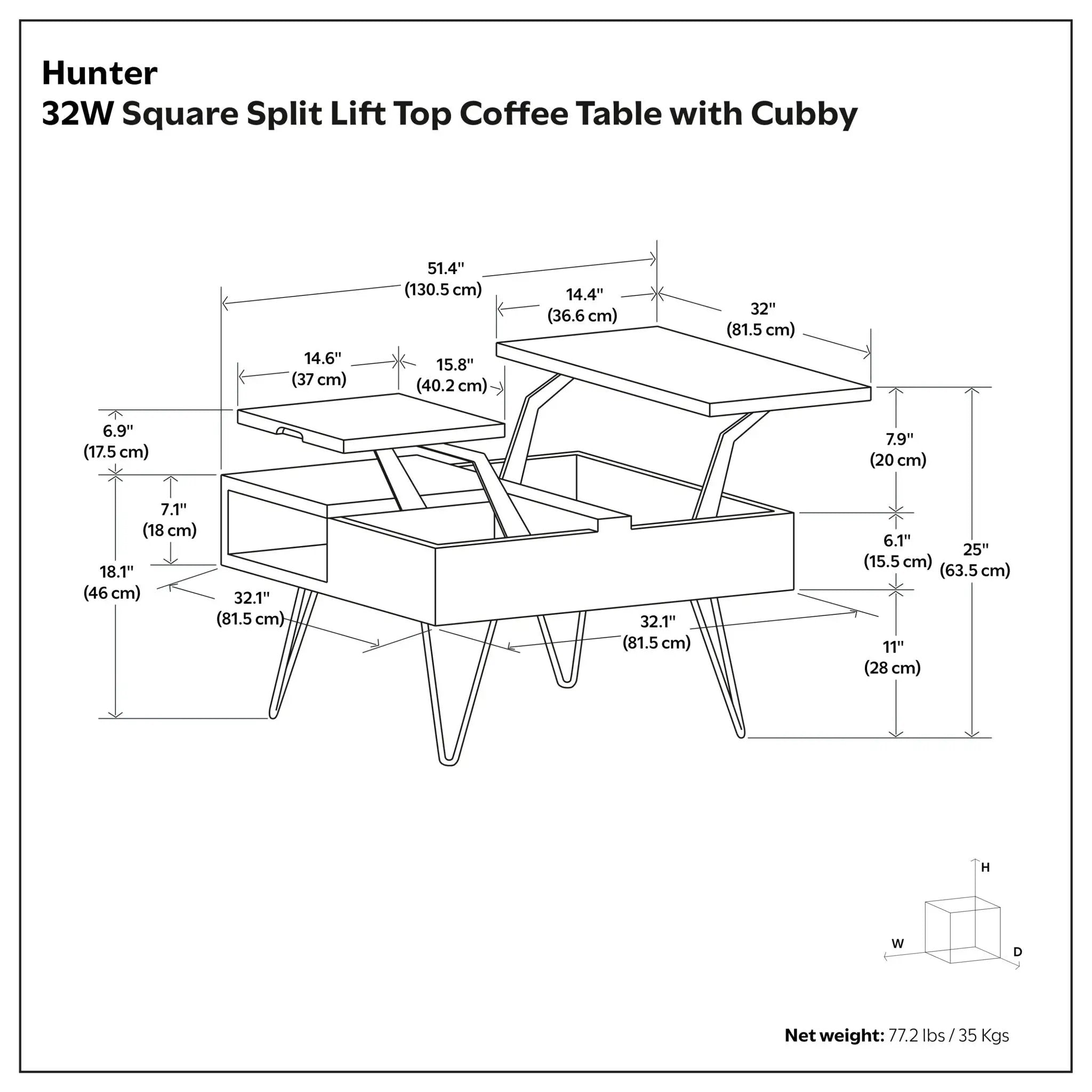 Hunter - Handcrafted Lift Top Coffee Table by Unique Piece Furniture