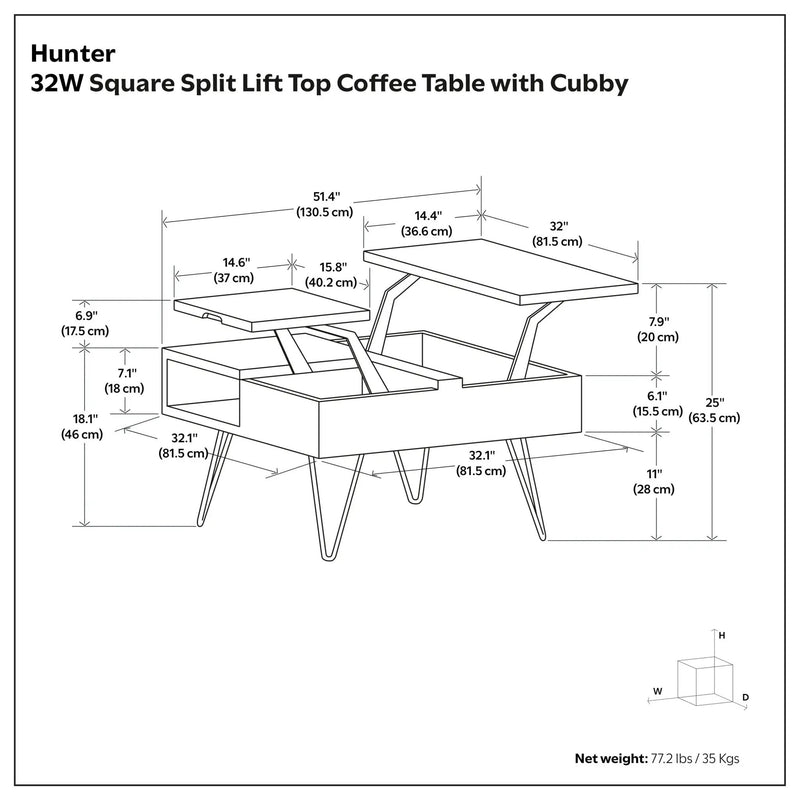 Hunter - Handcrafted Lift Top Coffee Table by Unique Piece Furniture