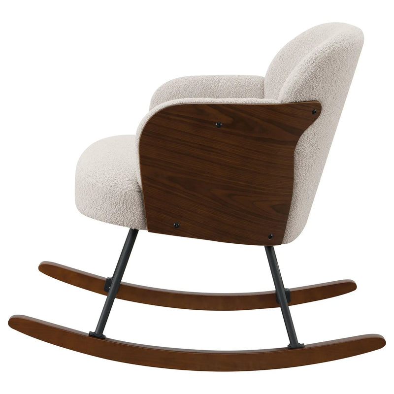 Paige Boucle Upholstered Mid Back Rocking Chair Beige by Unique Piece Furniture