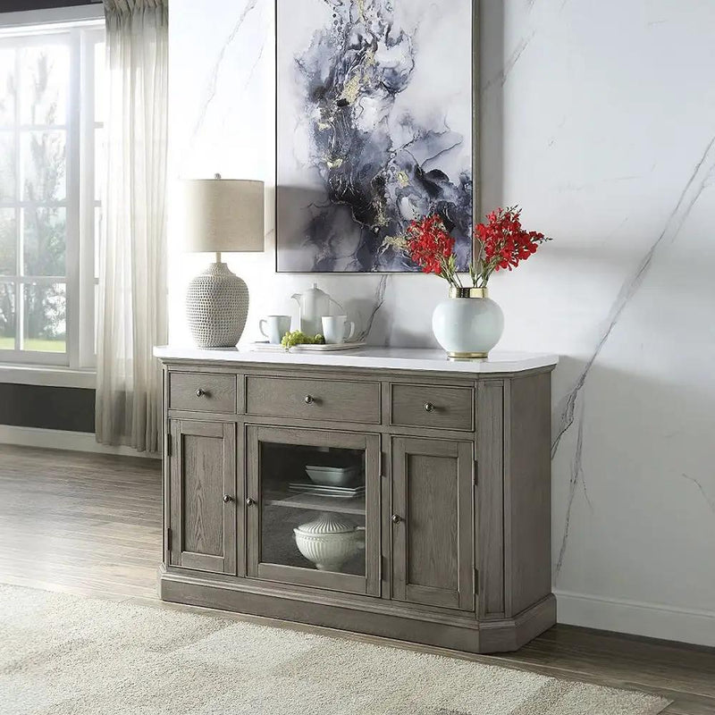Zumala - Server - Marble Top & Weathered Oak by Unique Piece Furniture