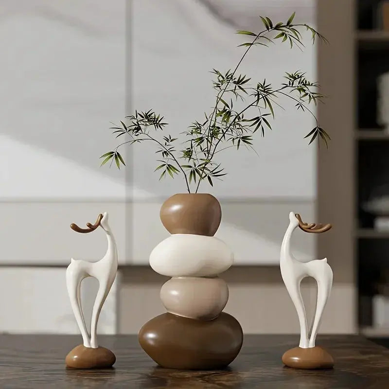 Deer Figurine - Good Luck Ceramic White by House Of Avana