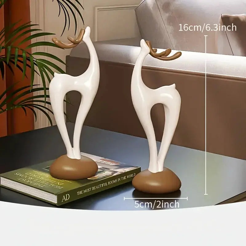 Deer Figurine - Good Luck Ceramic White by House Of Avana