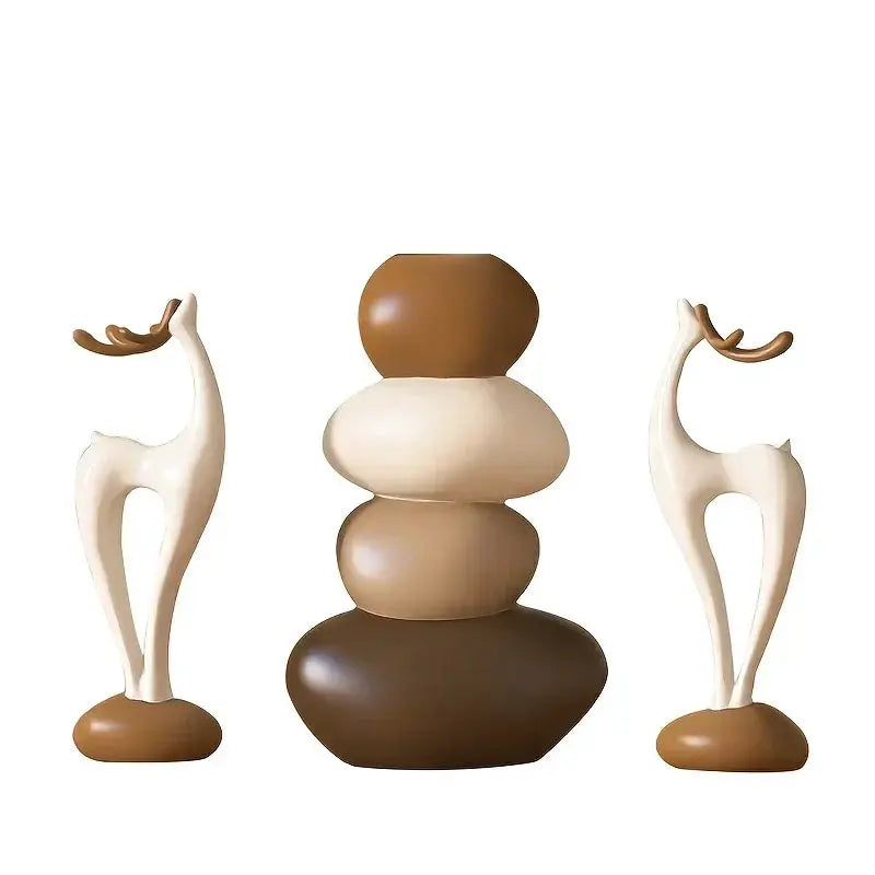 Deer Figurine - Good Luck Ceramic White by House Of Avana