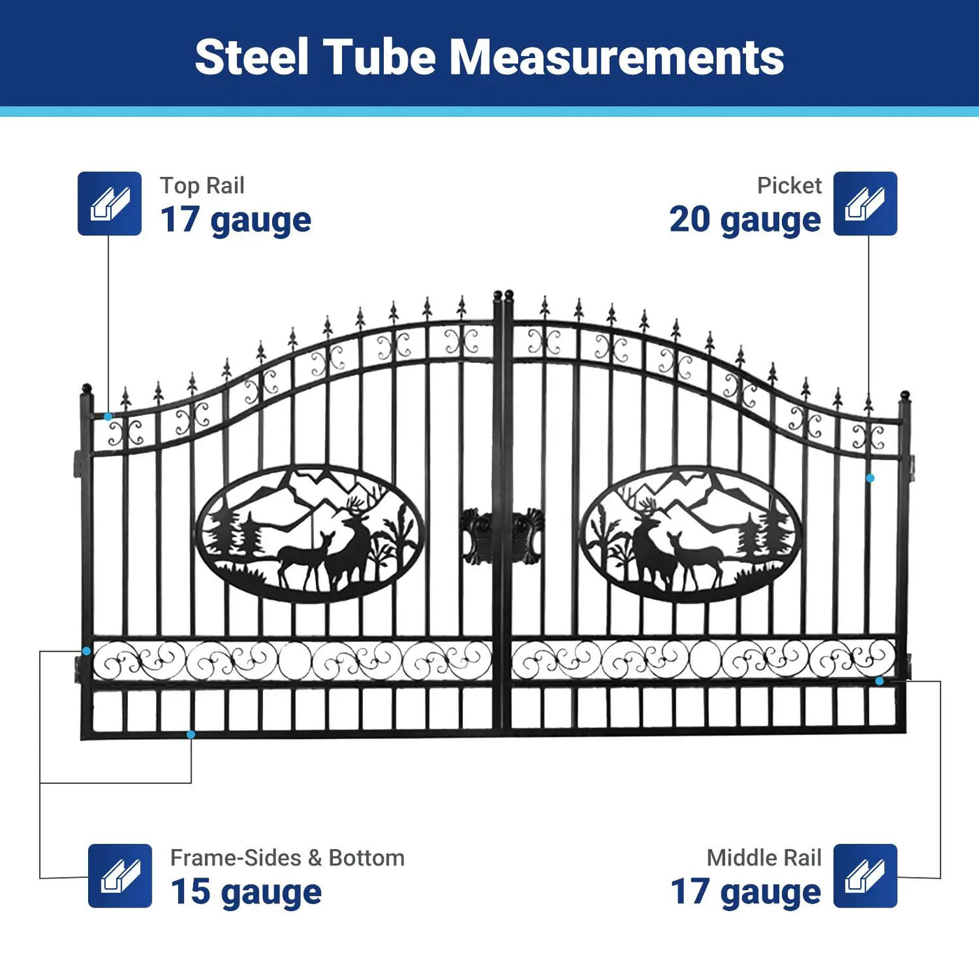 14x8 ft Steel Dual Swing Driveway Gate by Chery Industrial