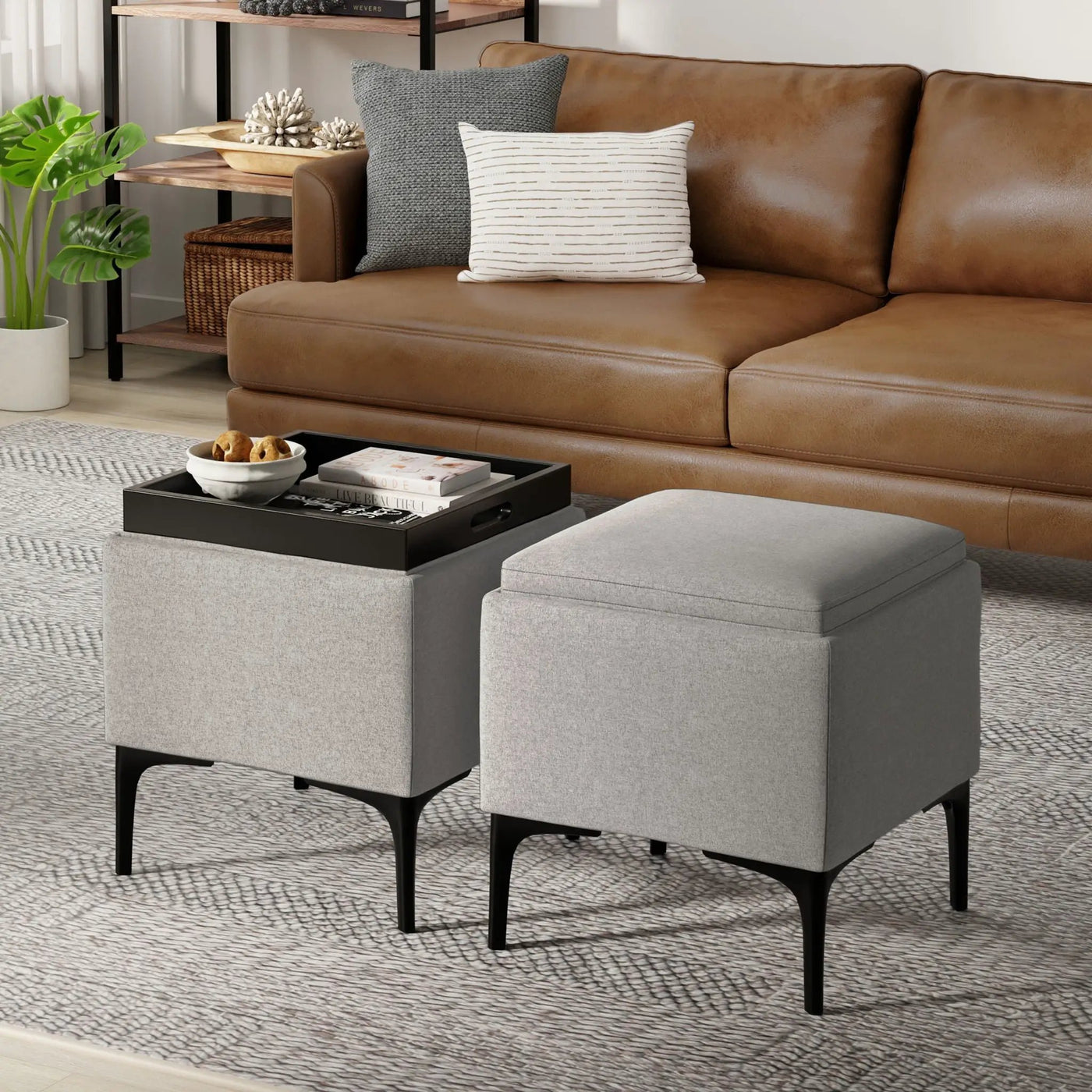 Natasha - Multifunctional Storage Ottoman With Tray by HouseOfZazla