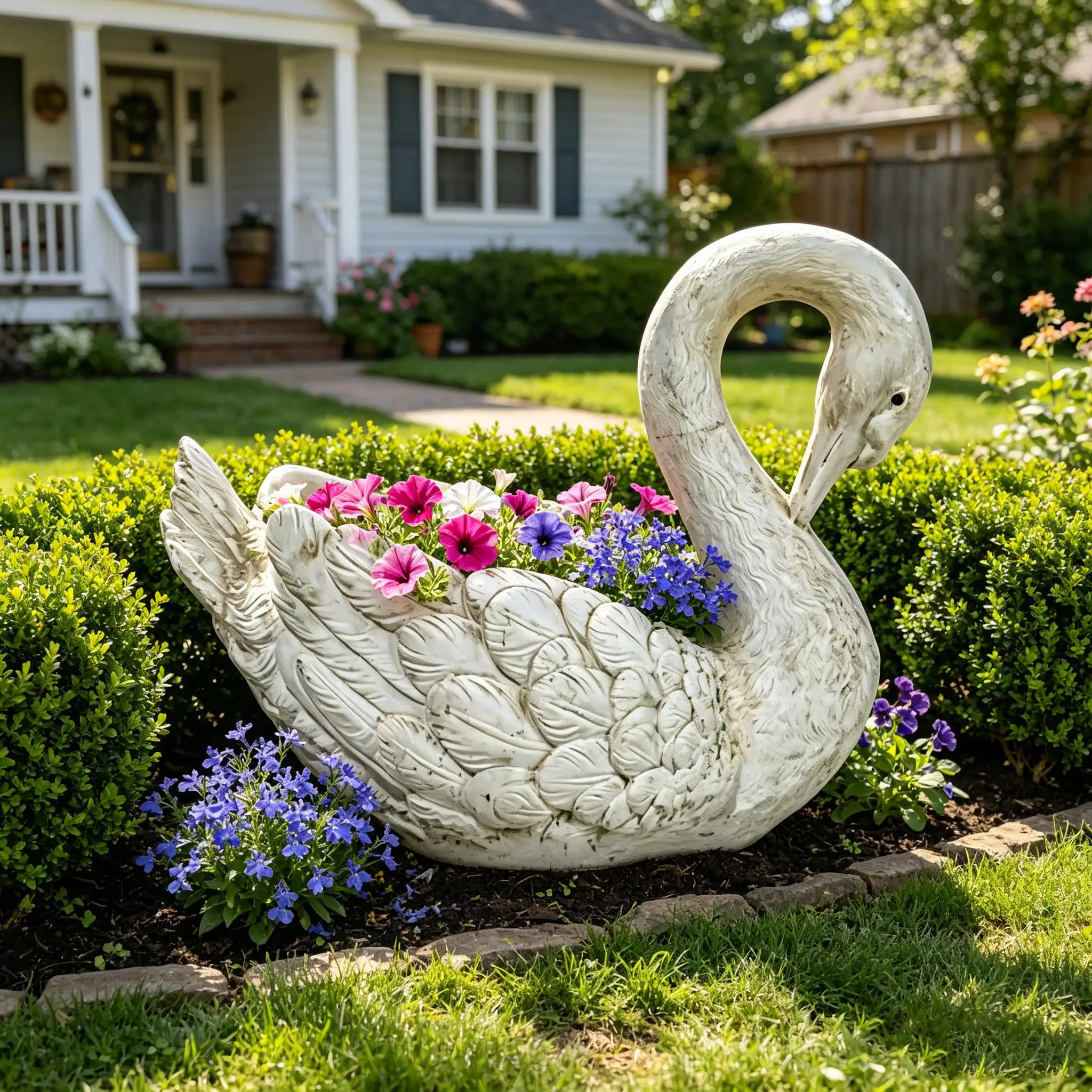 12.8'' Tall Vintage Swan Statue Planter by HouseOfZazla