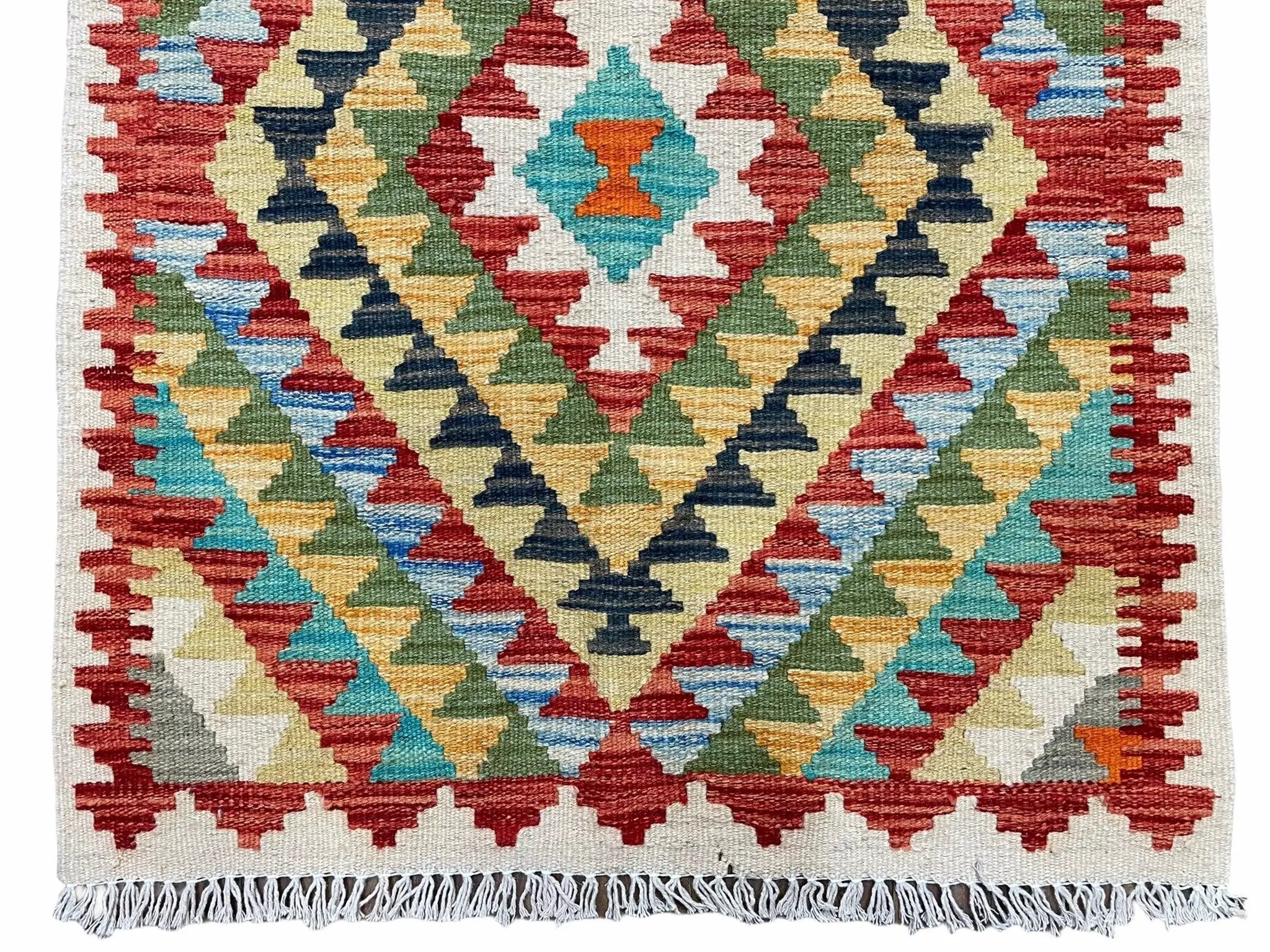 Small Kilim Rug 2x3 Colorful Turkish Kilim Accent Rug New Flatweave Wool Kilim Chobi Kilim Diamond Zigzag Playroom Rug by Jewel Rugs