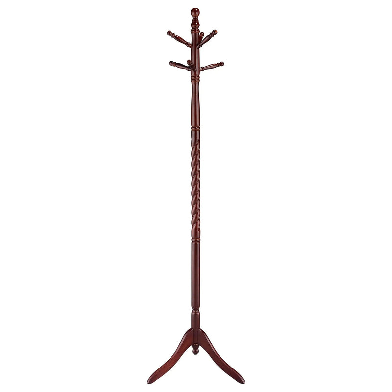 Riona 6 Hook Freestanding Wood Coat Rack Hat Hanger Merlot by Unique Piece Furniture
