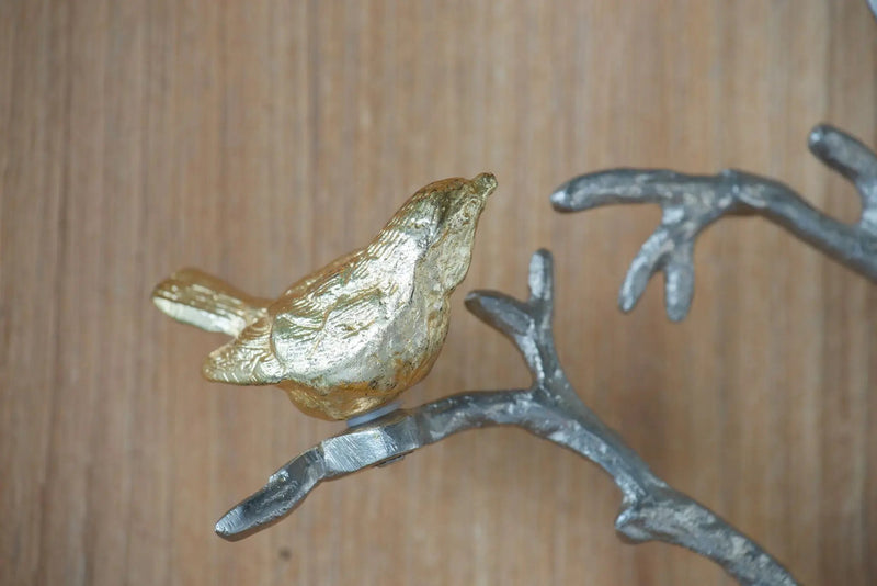 Metal Branch Wall Sculptures With Bird Accents (Set of 2) - Silver Multi by HouseOfZazla