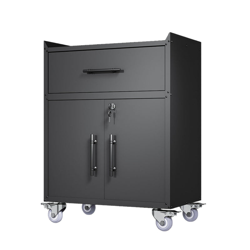 Rolling Metal Tool Storage Cabinet, Lockable Garage Storage Cabinet, Locking Metal Storage Cabinet With Wheels, Rolling Tool Chest, Assembly Required - Black by HouseOfZazla