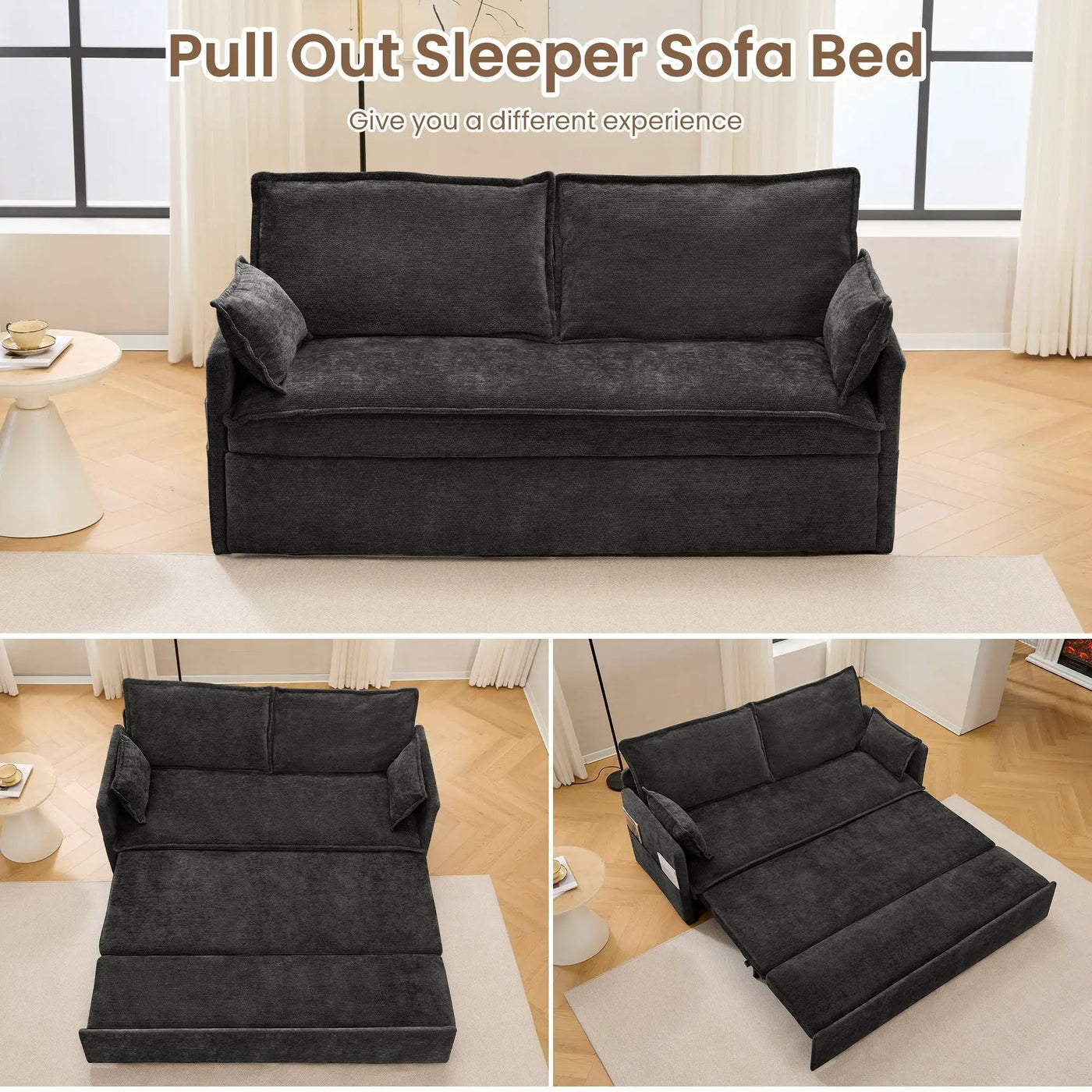 Pull Out Sofa Bed, Convertible Sleeper Sofa Couch, Side Storage, And USB / C - Type Charging Ports Chair by HouseOfZazla