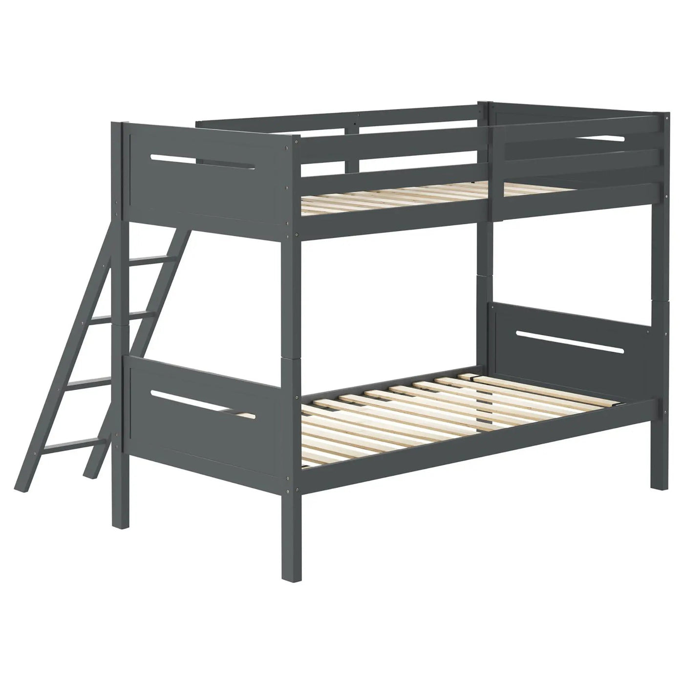 Bunk Bed With Built In Ladder, Safety Guardrails And Angled Access Step by HouseOfZazla