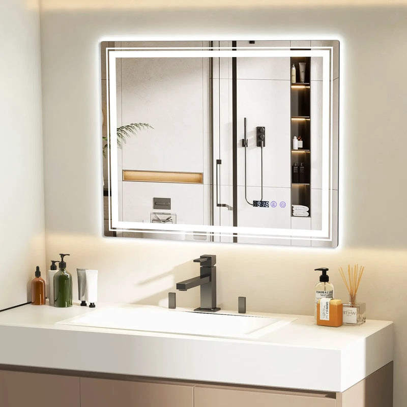 Defogging LED Bathroom Mirror with Memory Function and Anti-Fog by DirectDeals