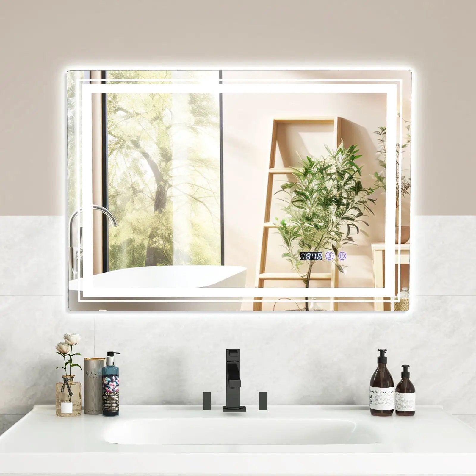 Defogging LED Bathroom Mirror with Memory Function and Anti-Fog by DirectDeals