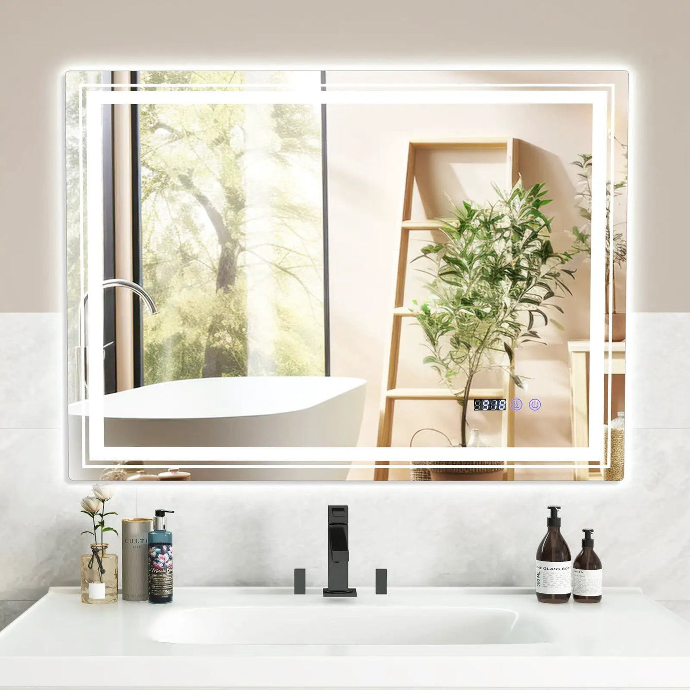 Defogging LED Bathroom Mirror with Memory Function and Anti-Fog by DirectDeals
