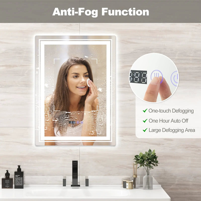 Defogging LED Bathroom Mirror with Memory Function and Anti-Fog by DirectDeals