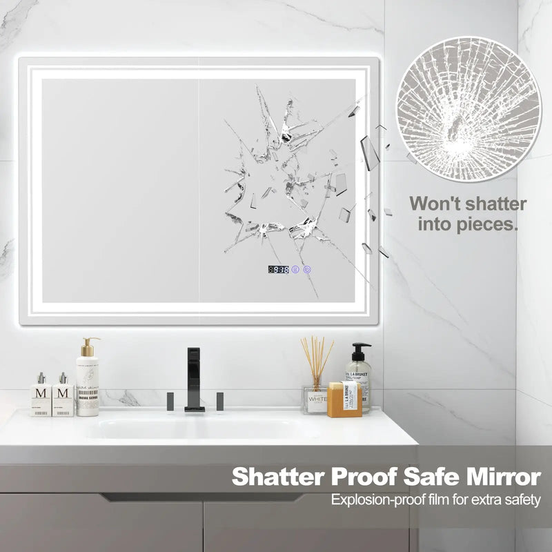 Defogging LED Bathroom Mirror with Memory Function and Anti-Fog by DirectDeals