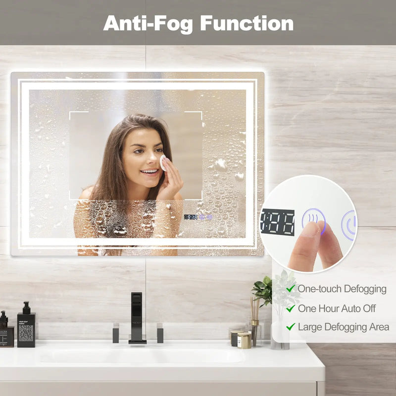 Defogging LED Bathroom Mirror with Memory Function and Anti-Fog by DirectDeals
