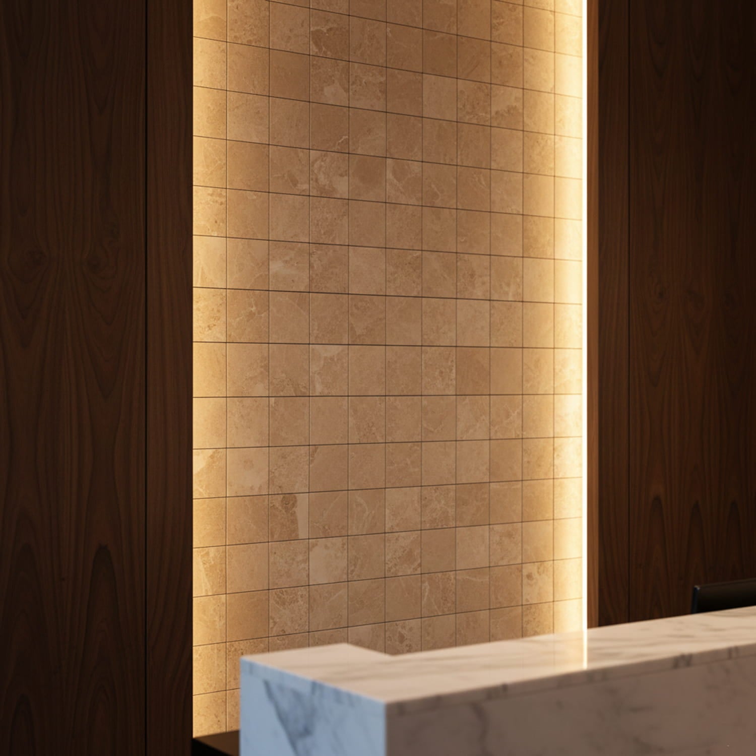 Delicate Beige Polished 2x2 Marble Mosaics 12x12 Marble Polished 12x12 Mosaics — 2