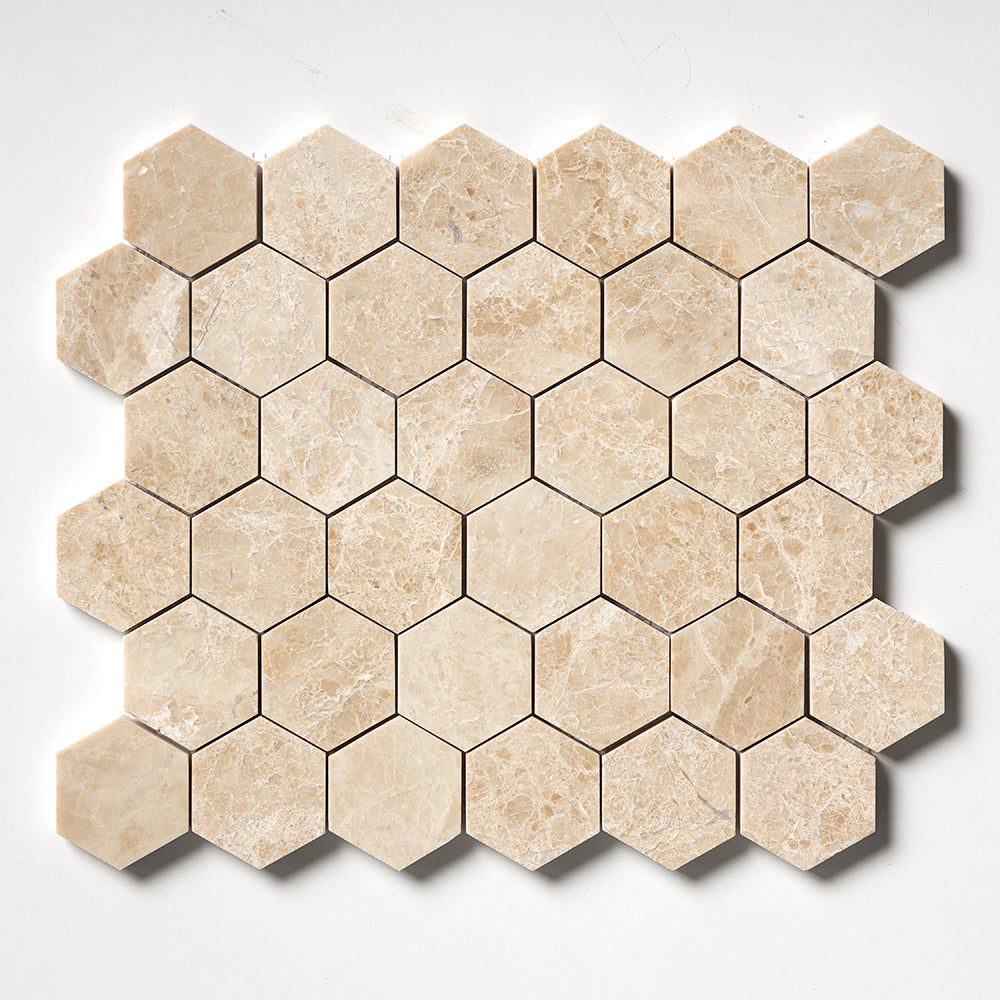 Delicate Beige Polished Hexagon Marble Mosaics 10 3/8x12 Marble Polished 12x12 Mosaics