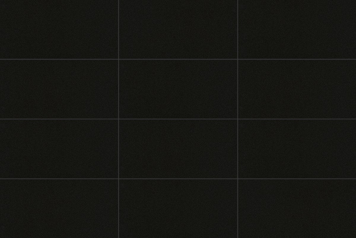Deluxe 2.0 Absolute Black Honed Stone Look Porcelain Tiles 24x24, several pieces laid together