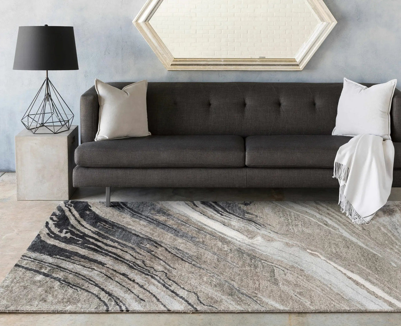 Dentsville Gray Marble Rug - Clearance by Boutique Rugs