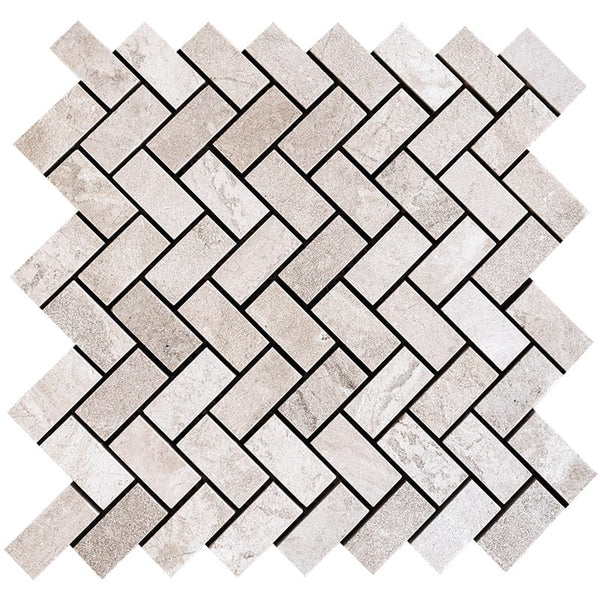 Sahara Beige Fine Textured Herringbone Marble Mosaics 12 1/8x13 3/8