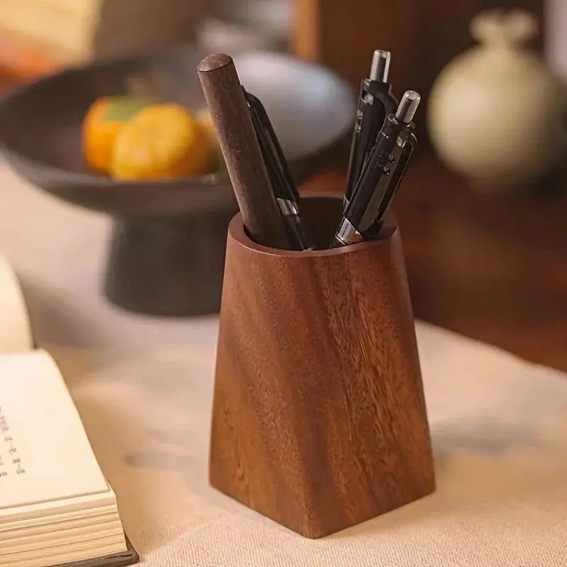 Desk Organizer - Portable Walnut Wood Compact by House Of Avana