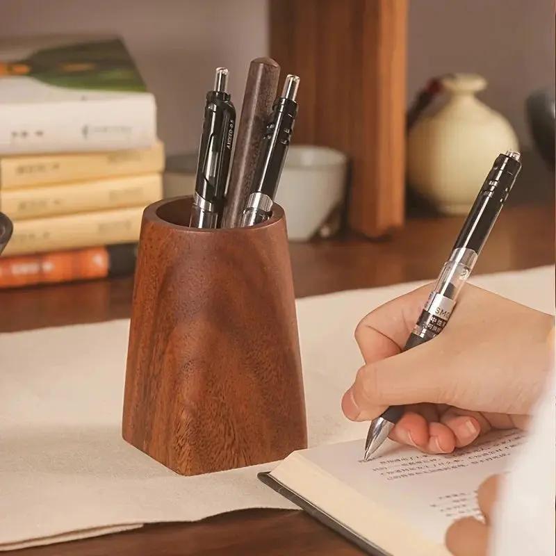 Desk Organizer - Portable Walnut Wood Compact by House Of Avana