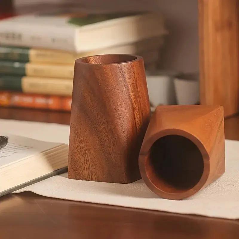 Desk Organizer - Portable Walnut Wood Compact by House Of Avana