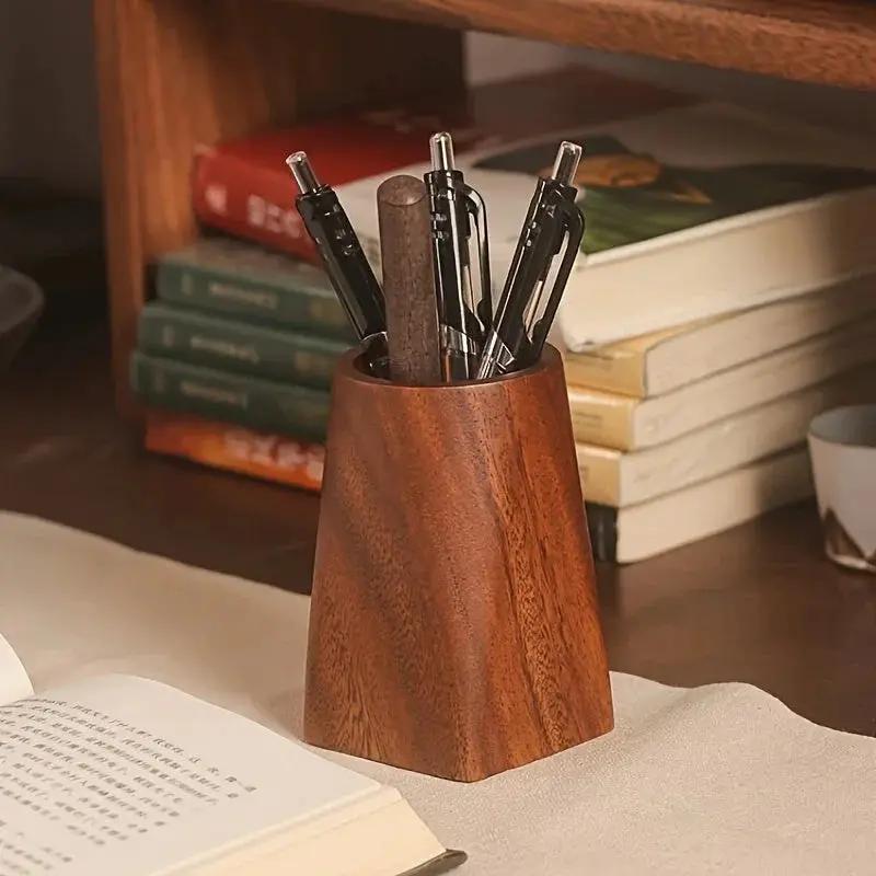 Desk Organizer - Portable Walnut Wood Compact by House Of Avana