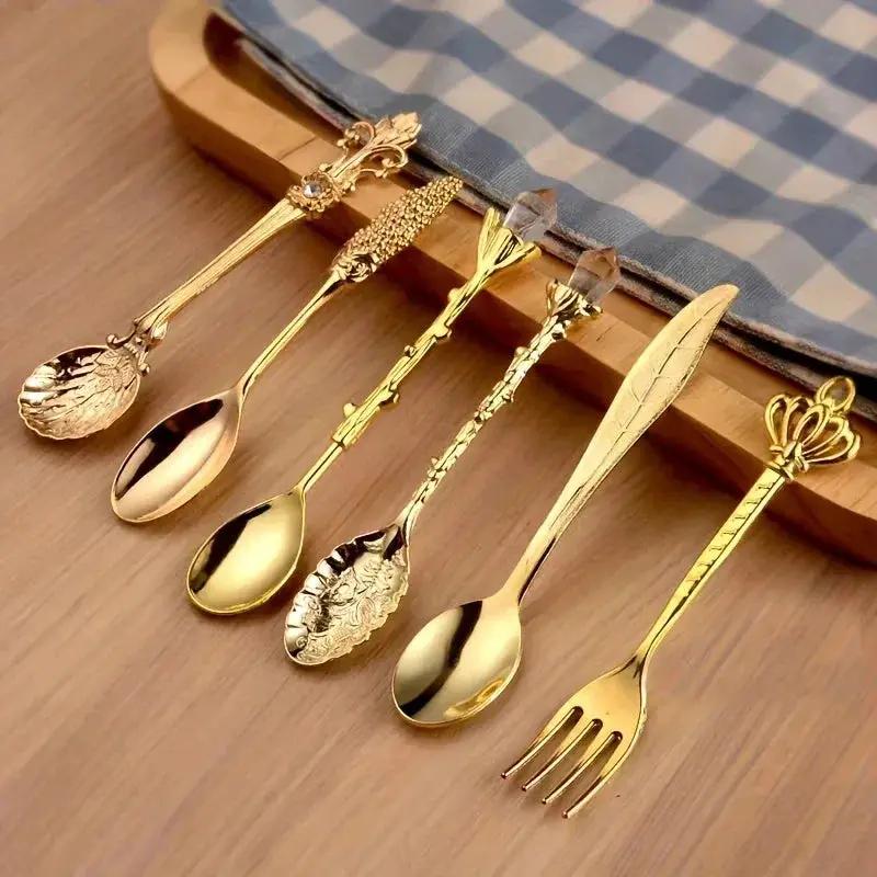 Dessert Spoons - Vintage Metal Golden by House Of Avana