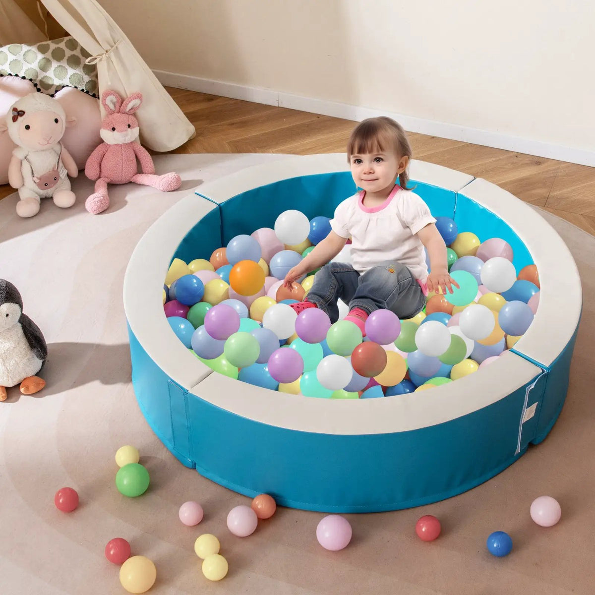 Detachable Foam Ball Pit with 50 Colorful Ocean Balls by DirectDeals